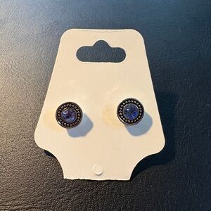 Elegant Silver and Purple Stud Earrings